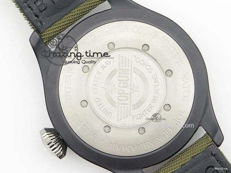 MIROTIME 0301 Big Pilot Top Gun Miramar PVD Plated Titanium on Green Nylon Strap A23J Refined 7398